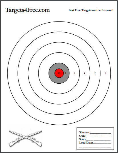 Bulls-eye Circle Shooting Target (with Scoring) - Targets4free