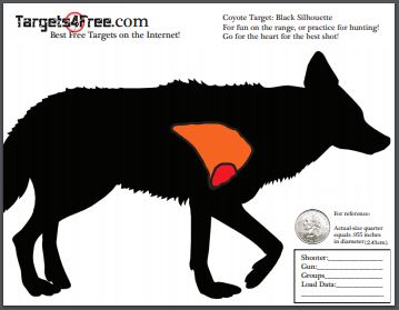 coyote target hunting black silhouette shooting target targets4free snip