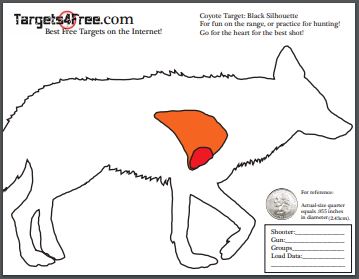 coyote target hunting white outline shooting target targets4free snip