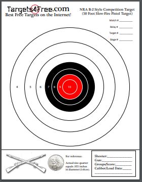 NRA b2 target red center printable for free by targets4free official